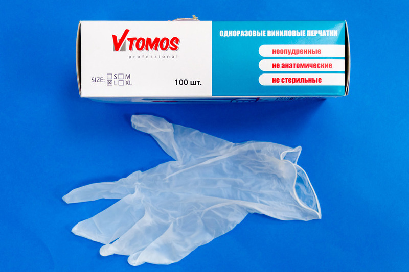Перчатки виниловые мToMoS (11000100шт)