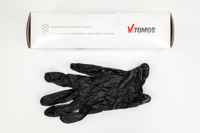Перчатки виниловые L черные ToMoS (11000 - 100шт)