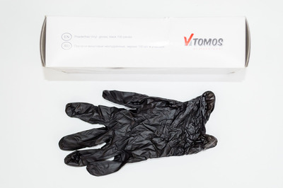 Перчатки виниловые M черные ToMoS (11000100шт)