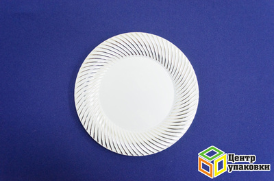Тарелка пластиковая белая Д 230 Complement серебряная волна (124012шт)