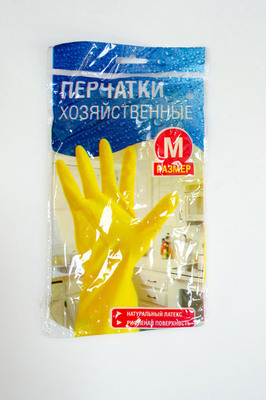 Перчатки резиновые М желтые(124012пар) Китай